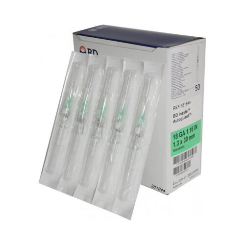 Ago Cannula Periferico EV di Sicurezza BD Insyte Autoguard 18G x 30mm – Verde Conf. 50 pz