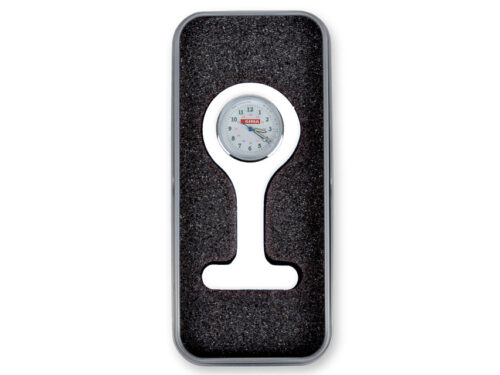 OROLOGIO PER INFERMIERI con scatola alluminio - rotondo - bianco