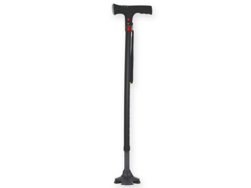 BASTONE DI SICUREZZA CON LUCE GIMA - con base a 4 piedini - nero - con allarme