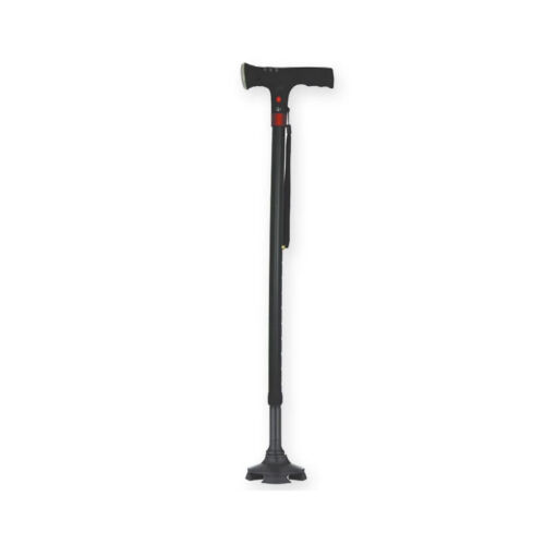 BASTONE DI SICUREZZA CON LUCE GIMA – con base a 4 piedini – nero – con allarme