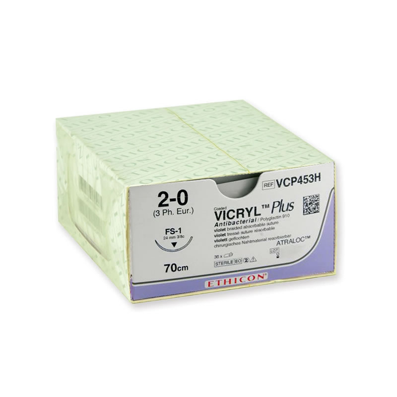SUTURA ASSORBIBILE ETHICON VICRYL PLUS – 2 0 ago 24 mm – intrecciata