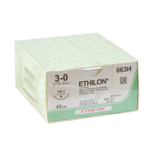 SUTURA MONOFILAMENTO ETHICON ETHILON – 3 0 ago 24 mm conf. 36 pz