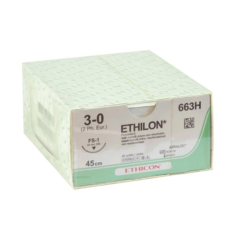 SUTURA MONOFILAMENTO ETHICON ETHILON – 3 0 ago 24 mm conf. 36 pz