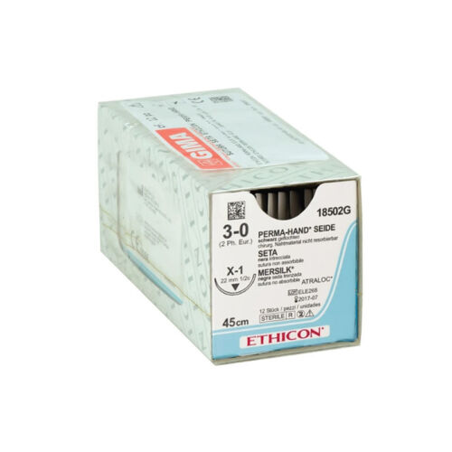 SUTURA SETA ETHICON PERMA-HAND – 3-0 ago 22 mm – intrecciata