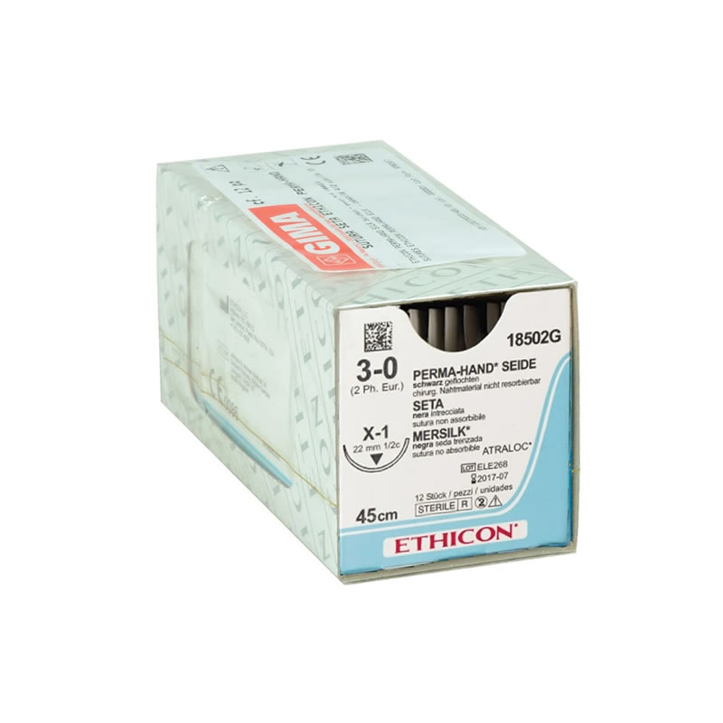 SUTURA SETA ETHICON PERMA-HAND – 3-0 ago 22 mm – intrecciata