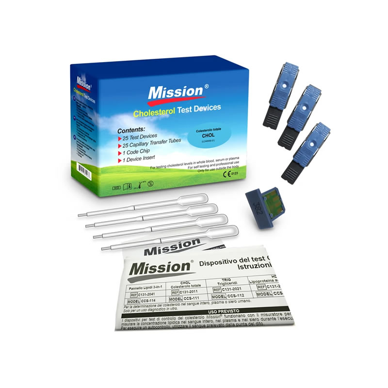 TEST COLESTEROLO TOTALE + CAPILLARI per ANALIZZATORE COLESTEROLO MISSION codice 23932