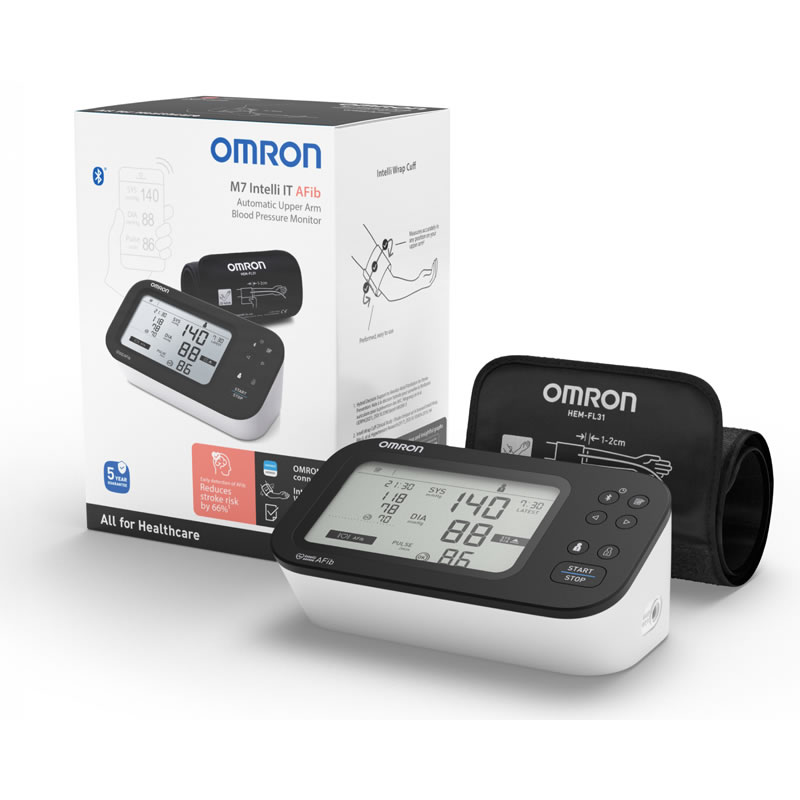 MISURATORE DI PRESSIONE DIGITALE OMRON M7 INTELLI IT AFIB HEM-7380T1-EBK scatolo
