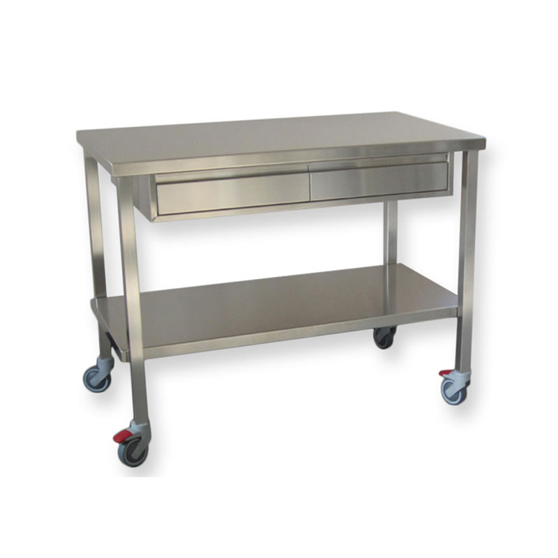 Tavolo da Lavoro Inox in Acciaio Inox con Ruote