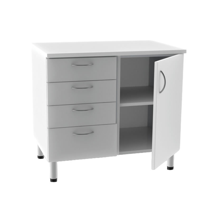 UNITÀ BASE DOPPIA 4 cassetti + 1 porta con 2 scaffali