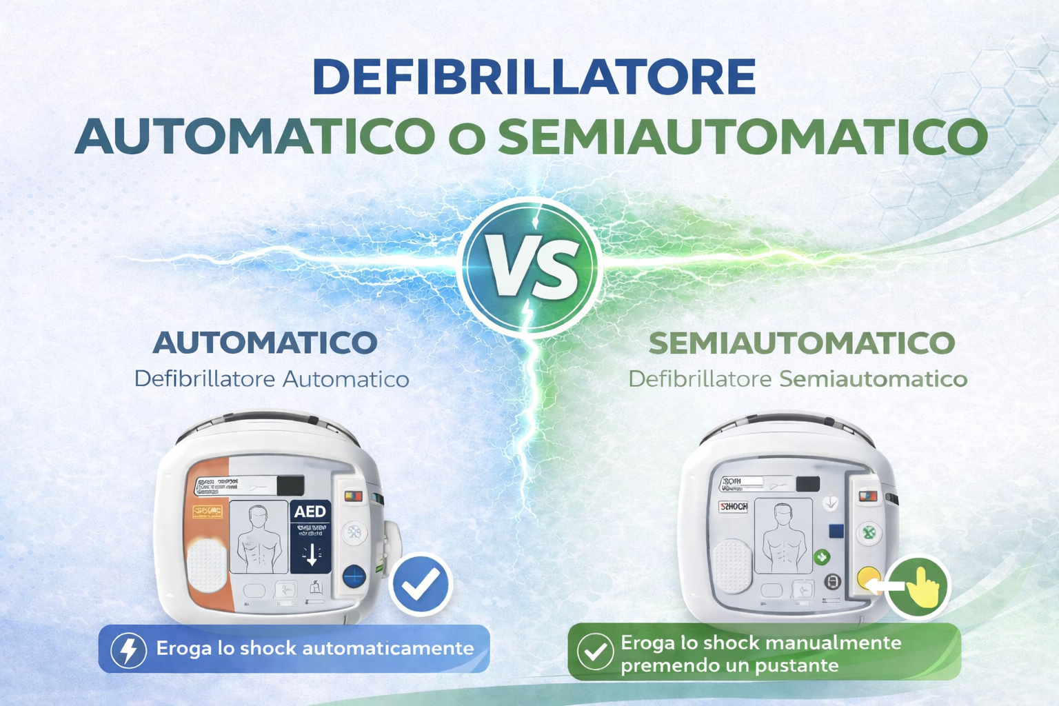 Defibrillatore automatico o semiautomatico: differenze, funzionamento e quale scegliere Defibrillatore automatico o semiautomatico: differenze, funzionamento e quale scegliere