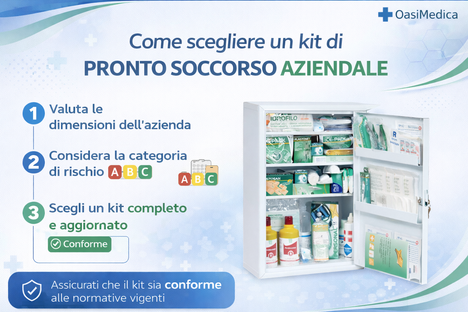 Guida alla scelta del kit di pronto soccorso aziendale: normativa, tipologie e cosa deve contenere Guida alla scelta del kit di pronto soccorso aziendale: normativa, tipologie e cosa deve contenere